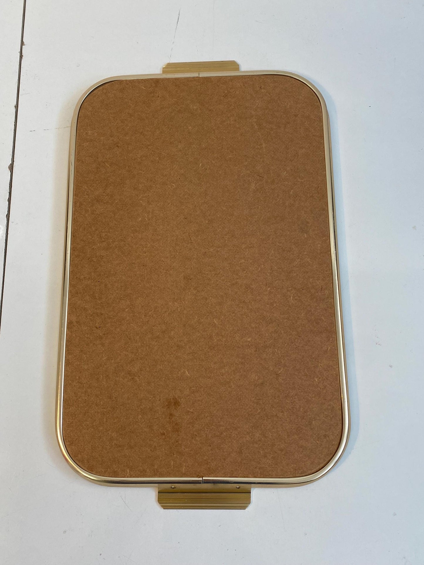 Vassoio Vintage Anni '60 in legno e ottone dorato  Stile retrò elegante (47,5x28,5 cm)