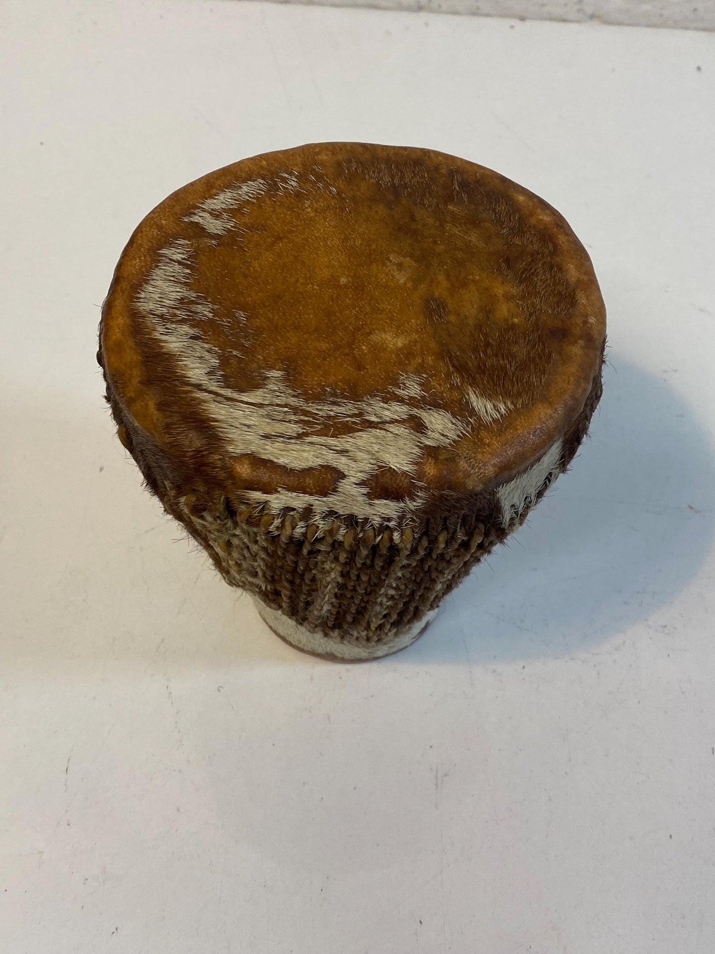 Tamburo vintage Toumperleki 15x13cm in pelle di capra, Doumbek etnico fatto a mano