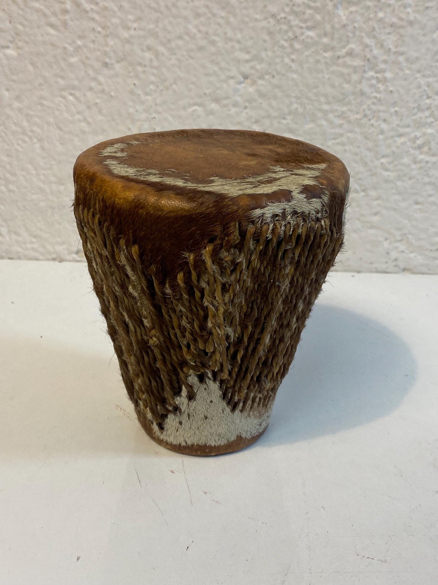 Tamburo vintage Toumperleki 15x13cm in pelle di capra, Doumbek etnico fatto a mano