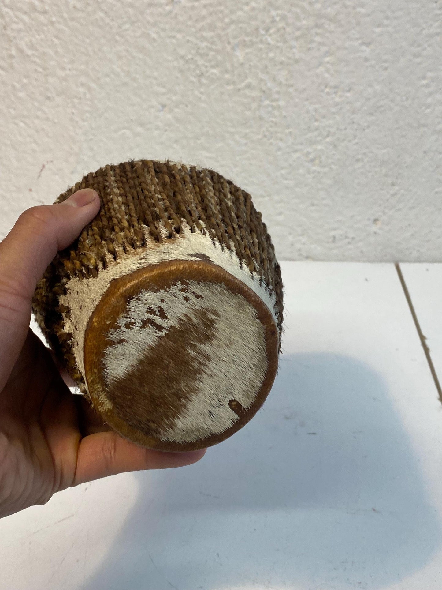 Tamburo vintage Toumperleki 15x13cm in pelle di capra, Doumbek etnico fatto a mano