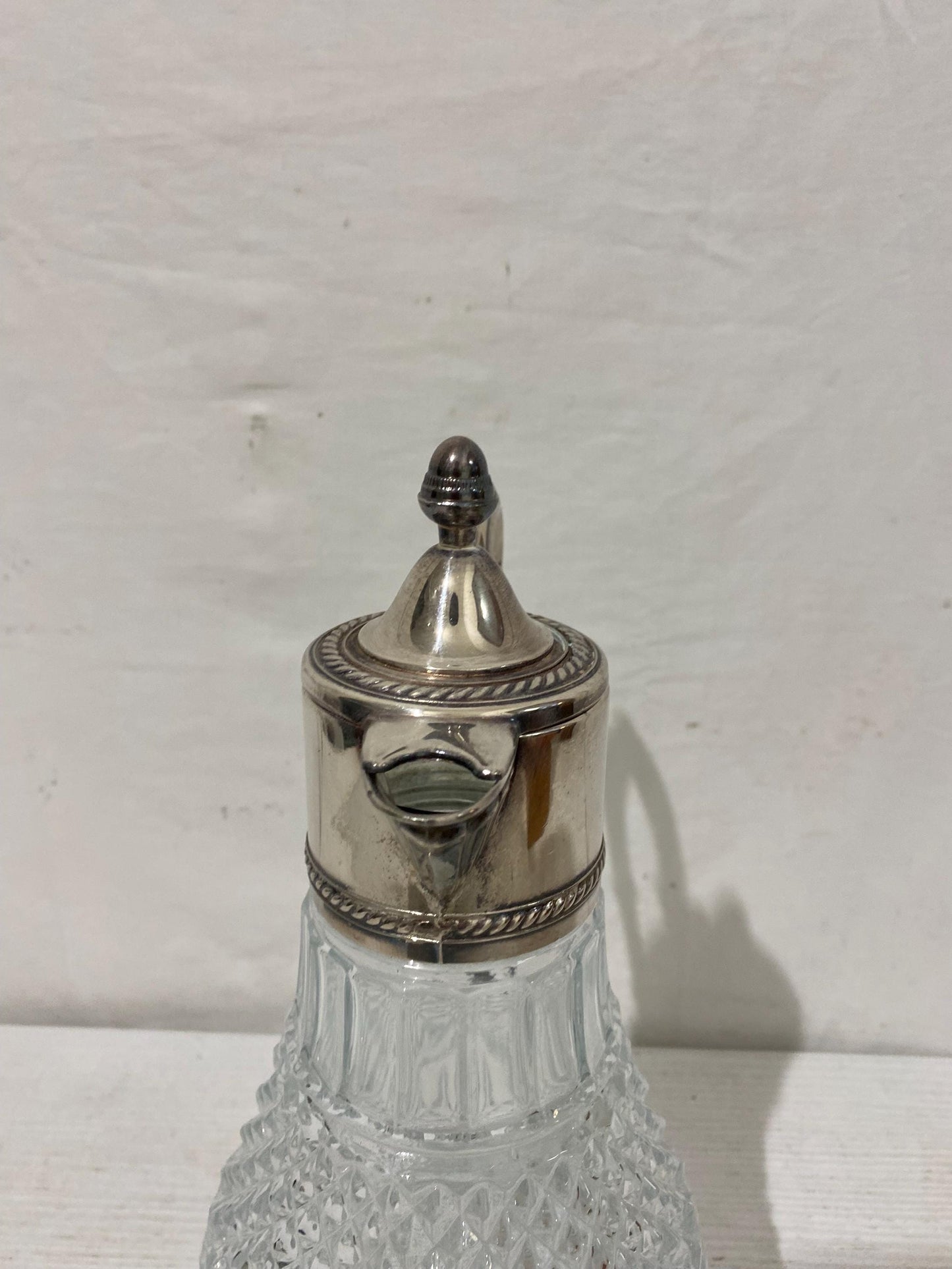 Caraffa vino o acqua vintage in cristallo e argento placcato 29x16 cm  Elegante Decanter stile francese depoca made in italy