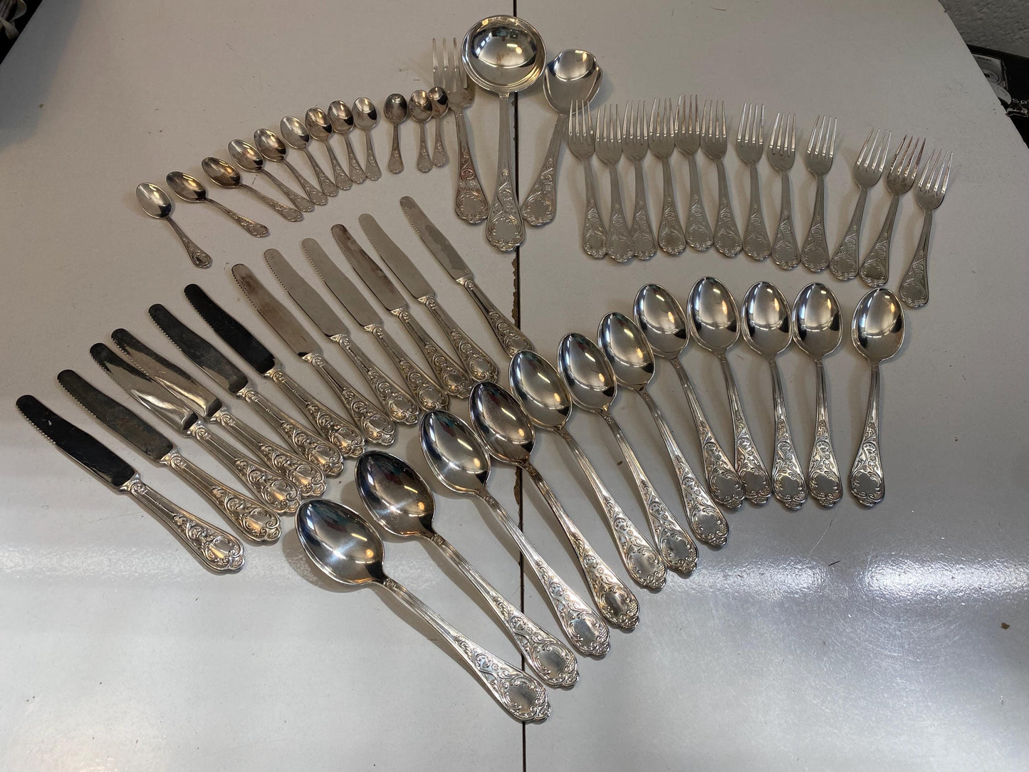 Servizio Posate Vintage Argento 800  51 Pezzi con Scatola, Mai Usato, Tradizione Italiana Anni '50-'70