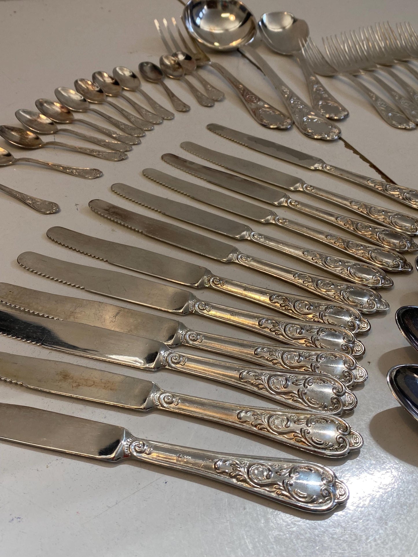 Servizio Posate Vintage Argento 800  51 Pezzi con Scatola, Mai Usato, Tradizione Italiana Anni '50-'70