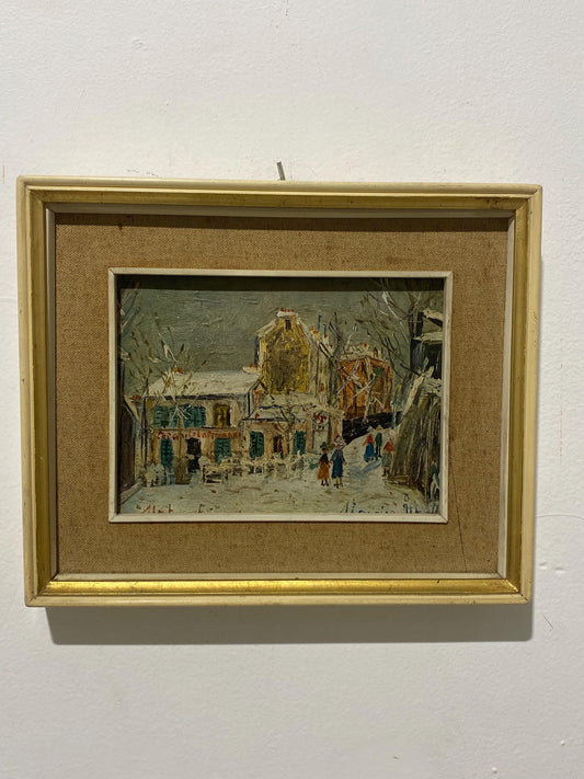 Callicromia Maurice Utrillo cornice dorata 34x28 cm (13,4"x11") scena Montmartre vintage arte parete francese