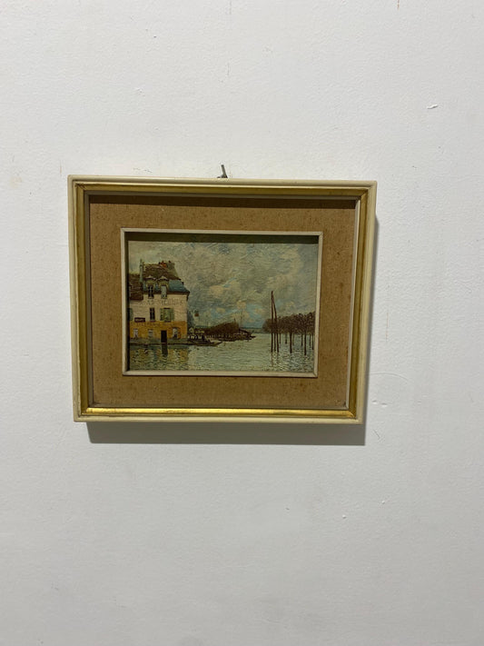 Callicromia Alfred Sisley 34x28 cm (13,4"x11") Linondazione di Port-Marly quadro vintage cornice dorata