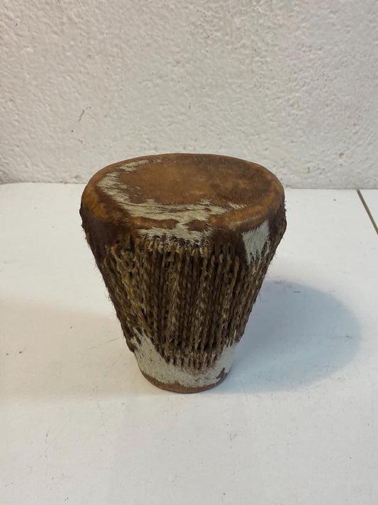 Tamburo vintage Toumperleki 15x13cm in pelle di capra, Doumbek etnico fatto a mano