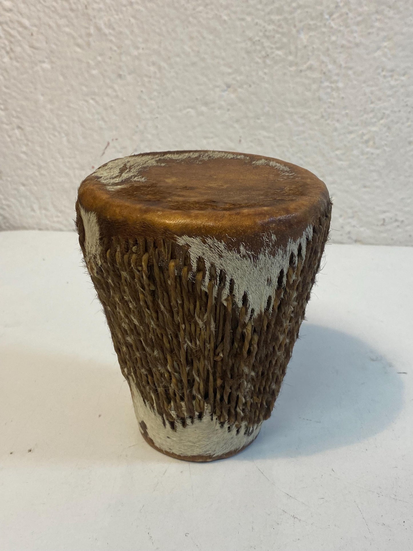 Tamburo vintage Toumperleki 15x13cm in pelle di capra, Doumbek etnico fatto a mano