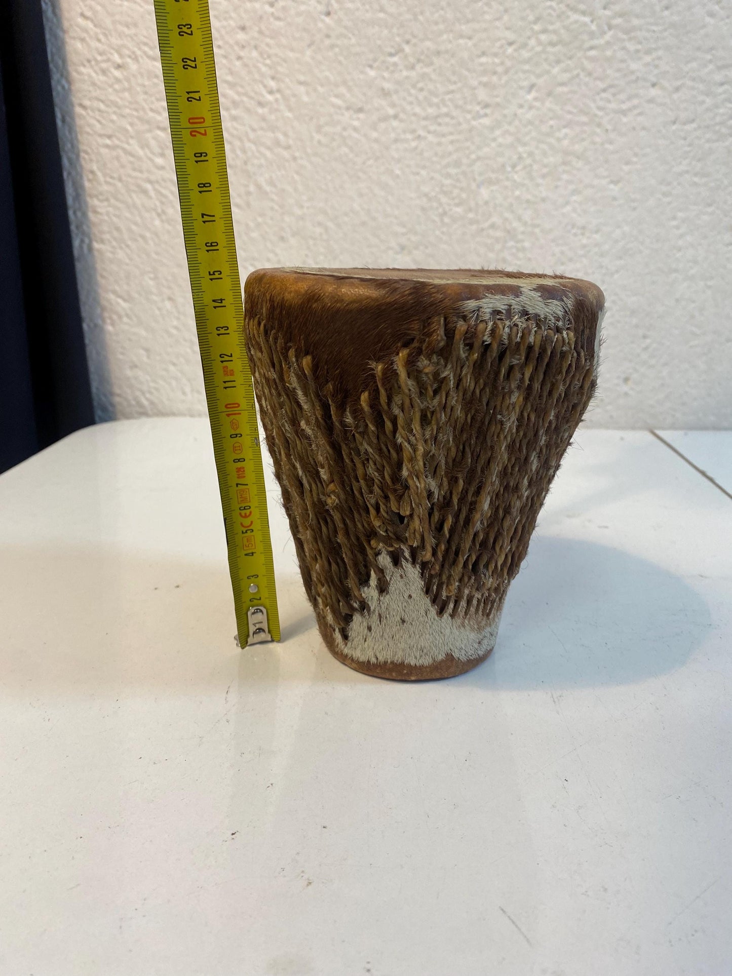 Tamburo vintage Toumperleki 15x13cm in pelle di capra, Doumbek etnico fatto a mano