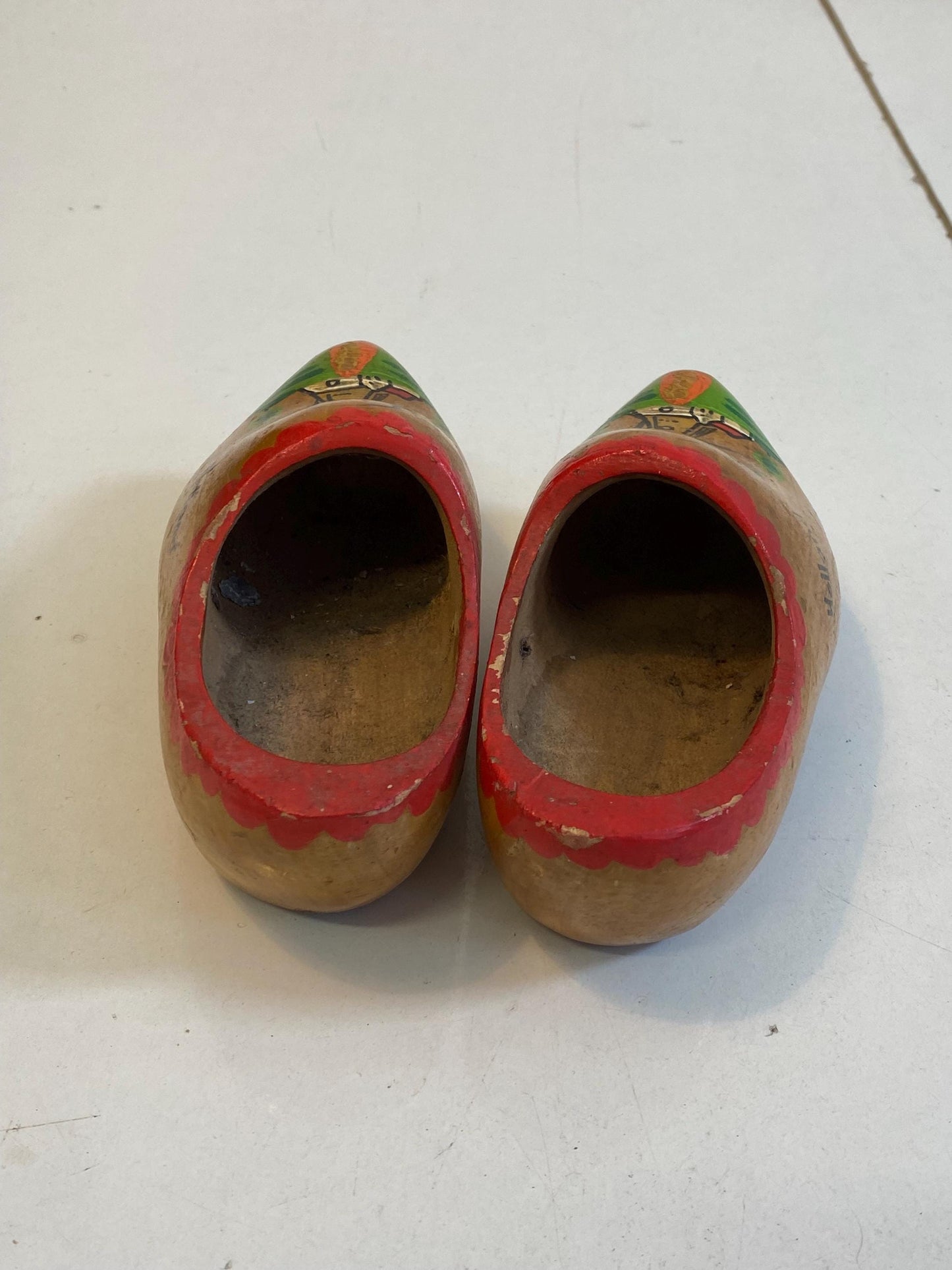 Zoccoli Olandesi Vintage in Legno Dipinti a Mano  Souvenir Holland 17x7x8 cm  Scarpe Folk con Mulino