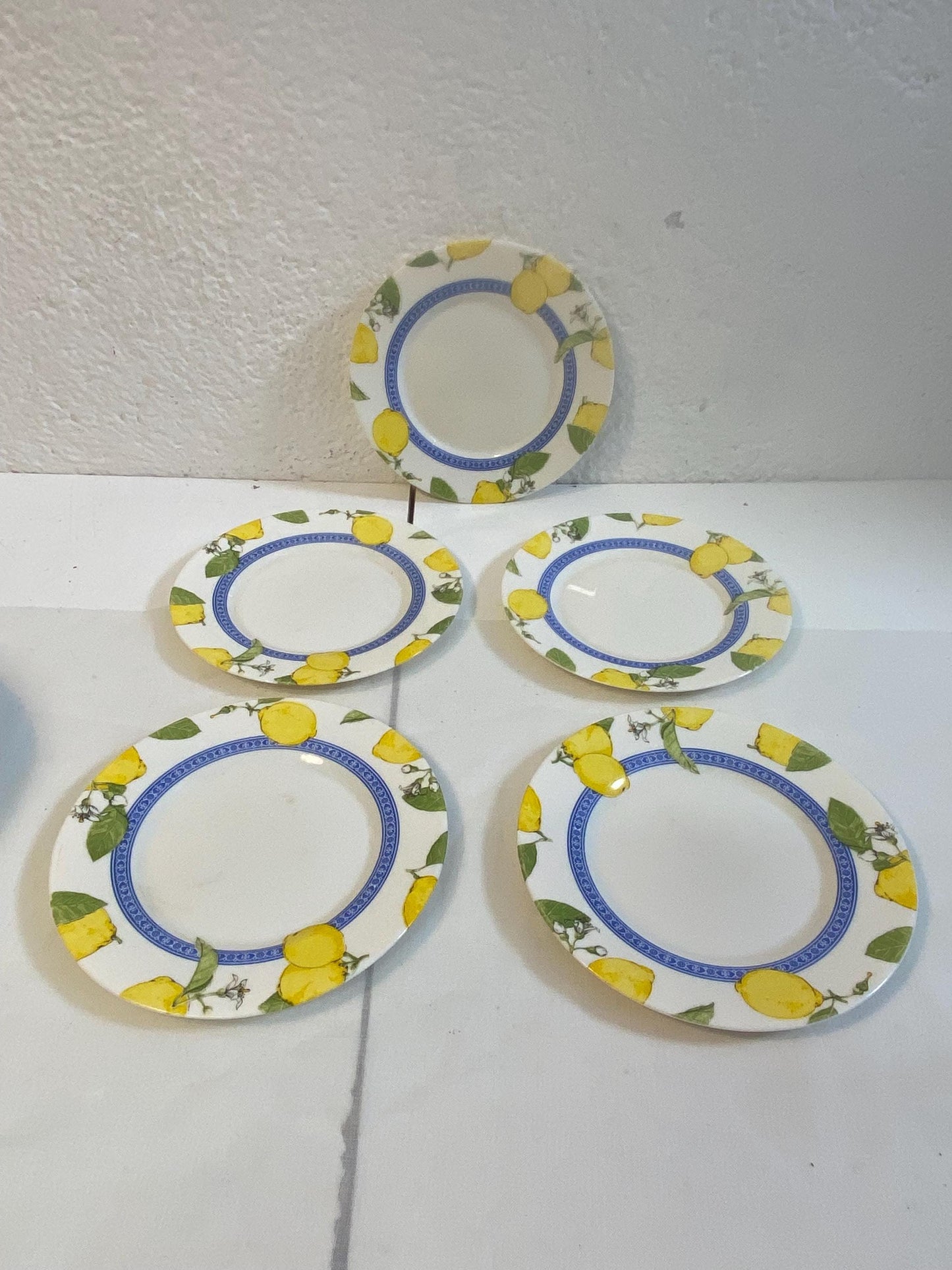 Set piatti vintage Arcopal limoni  13 pezzi  7 fondi, 5 dessert, 1 grande  stile Provenza per tavola estiva