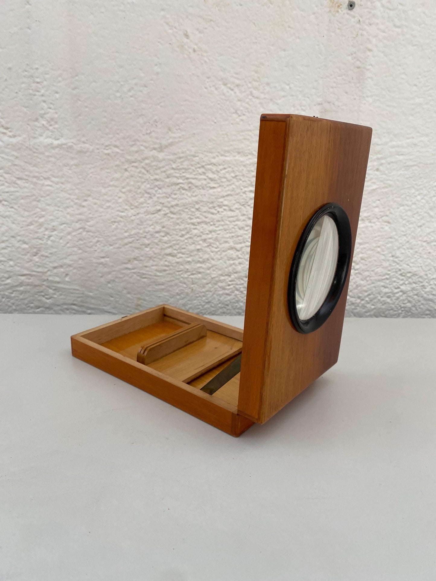 Visore stereoscopico vintage Unis France in legno 20x13x4,5 cm  Ottica d'epoca Parigi collezione fotografia antica