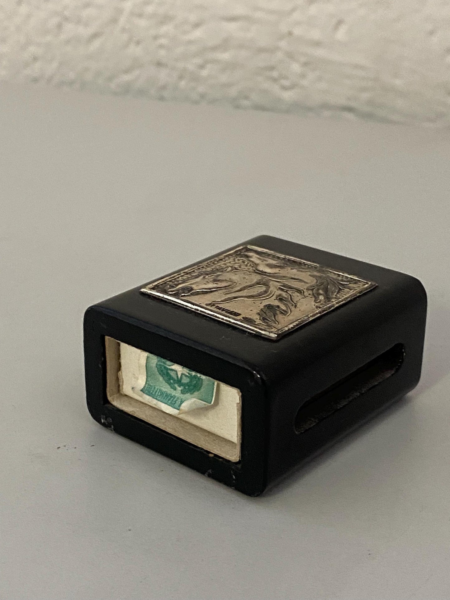 Porta fiammiferi vintage con rilievo Ottaviani in argento 925  cavalli in bassorilievo 5,5x5x3 cm