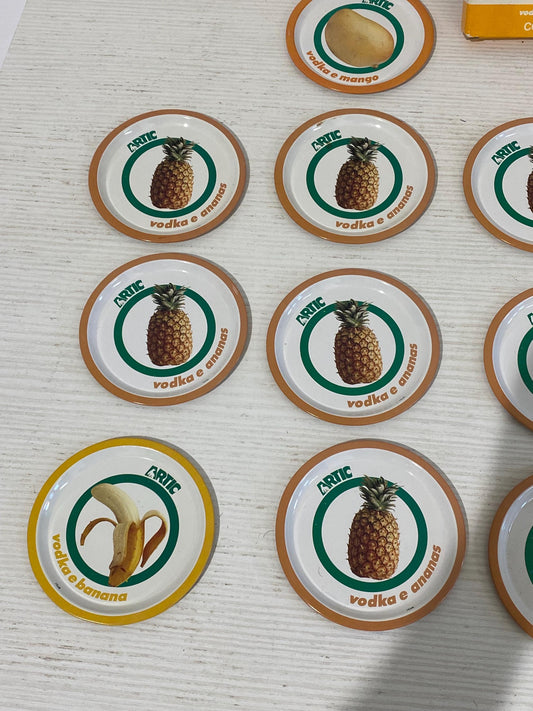 Set 10 sottobicchieri vintage in metallo 10,5 cm | Design retrò anni '70-'80 | Perfetti per collezionisti e decorazione tavola