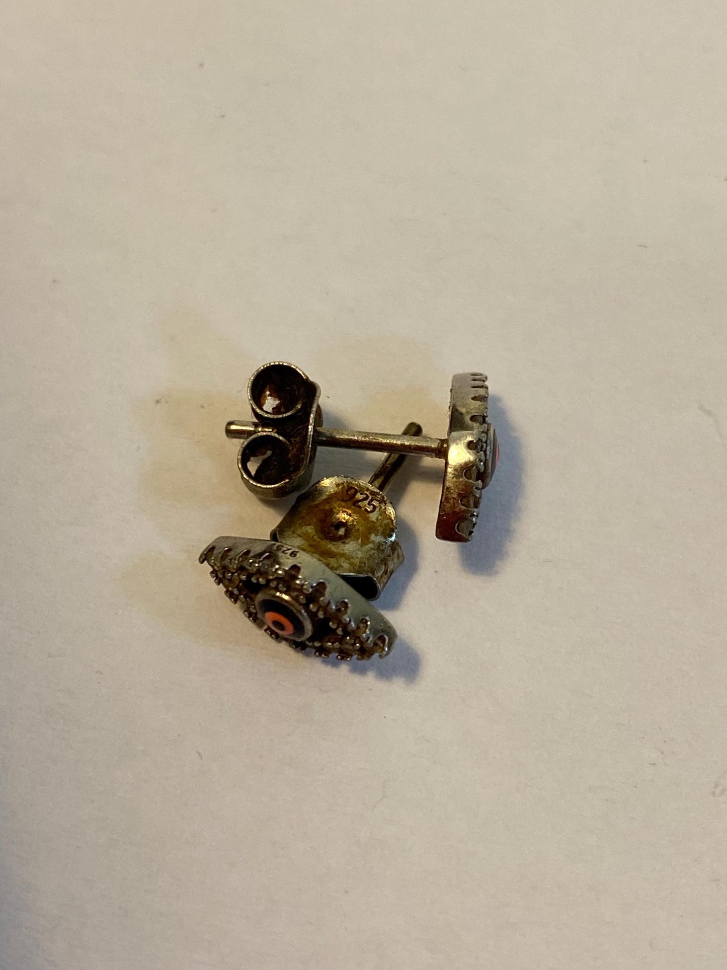 Orecchini a Lobo Occhio Argento 925 con Zirconi  Amuleto Protettivo Boho  1,2x1 cm Idea Regalo Portafortuna Donna