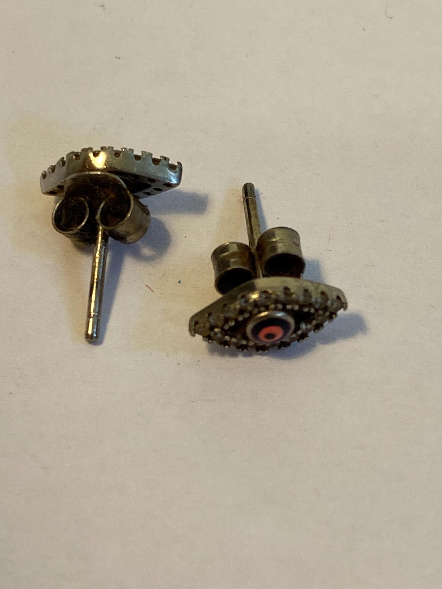 Orecchini a Lobo Occhio Argento 925 con Zirconi  Amuleto Protettivo Boho  1,2x1 cm Idea Regalo Portafortuna Donna