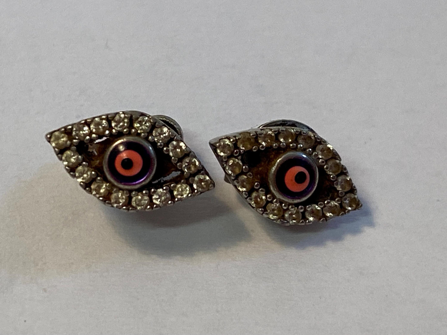 Orecchini a Lobo Occhio Argento 925 con Zirconi  Amuleto Protettivo Boho  1,2x1 cm Idea Regalo Portafortuna Donna
