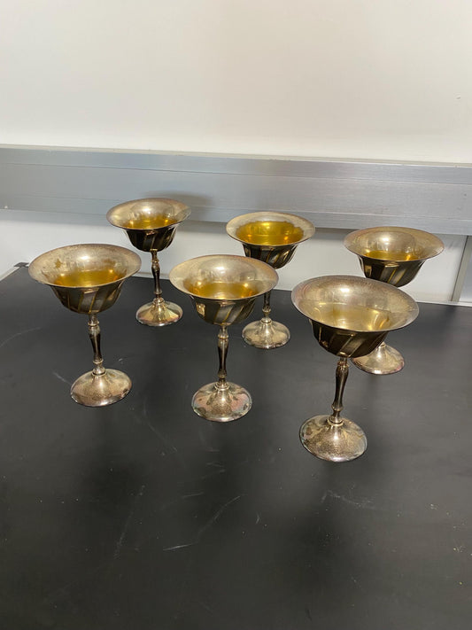 Set di Sei Coppe a Calice in Argento Placcato - Stile Vintage Elegante