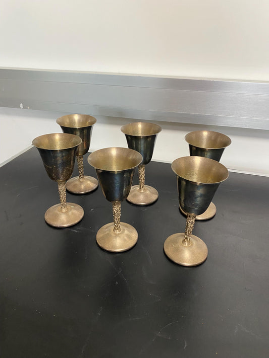 Set di Sei Calici in Argento Placcato - Eleganza Vintage per Occasioni Speciali