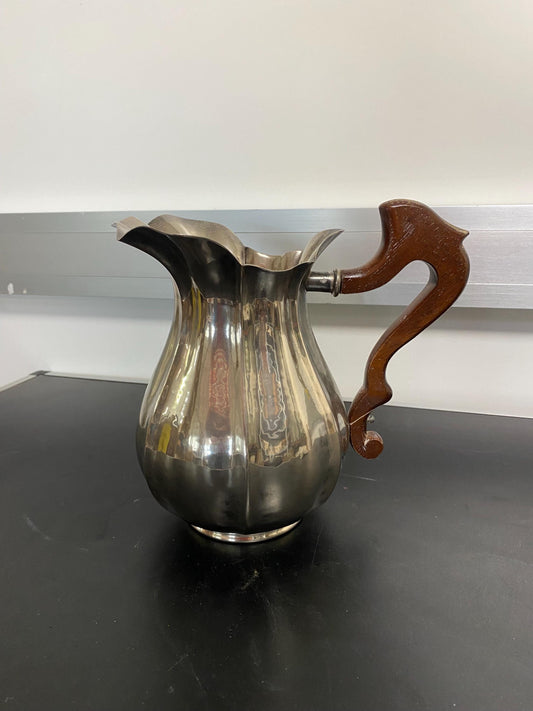 Antica Brocca-Caraffa in Argento Placcato con Manico in Legno - Punzonata ALGEMA