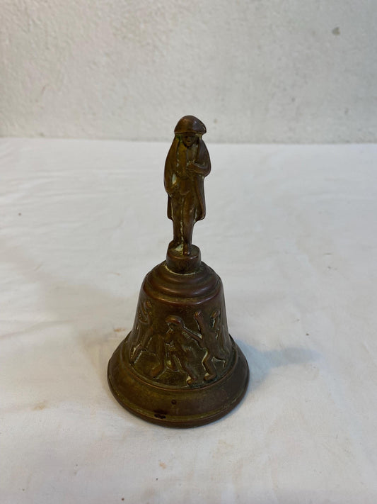 Campanella vintage in ottone 12x7 cm con figura di Napoleone e rilievi militari  oggetto decorativo storico da collezione