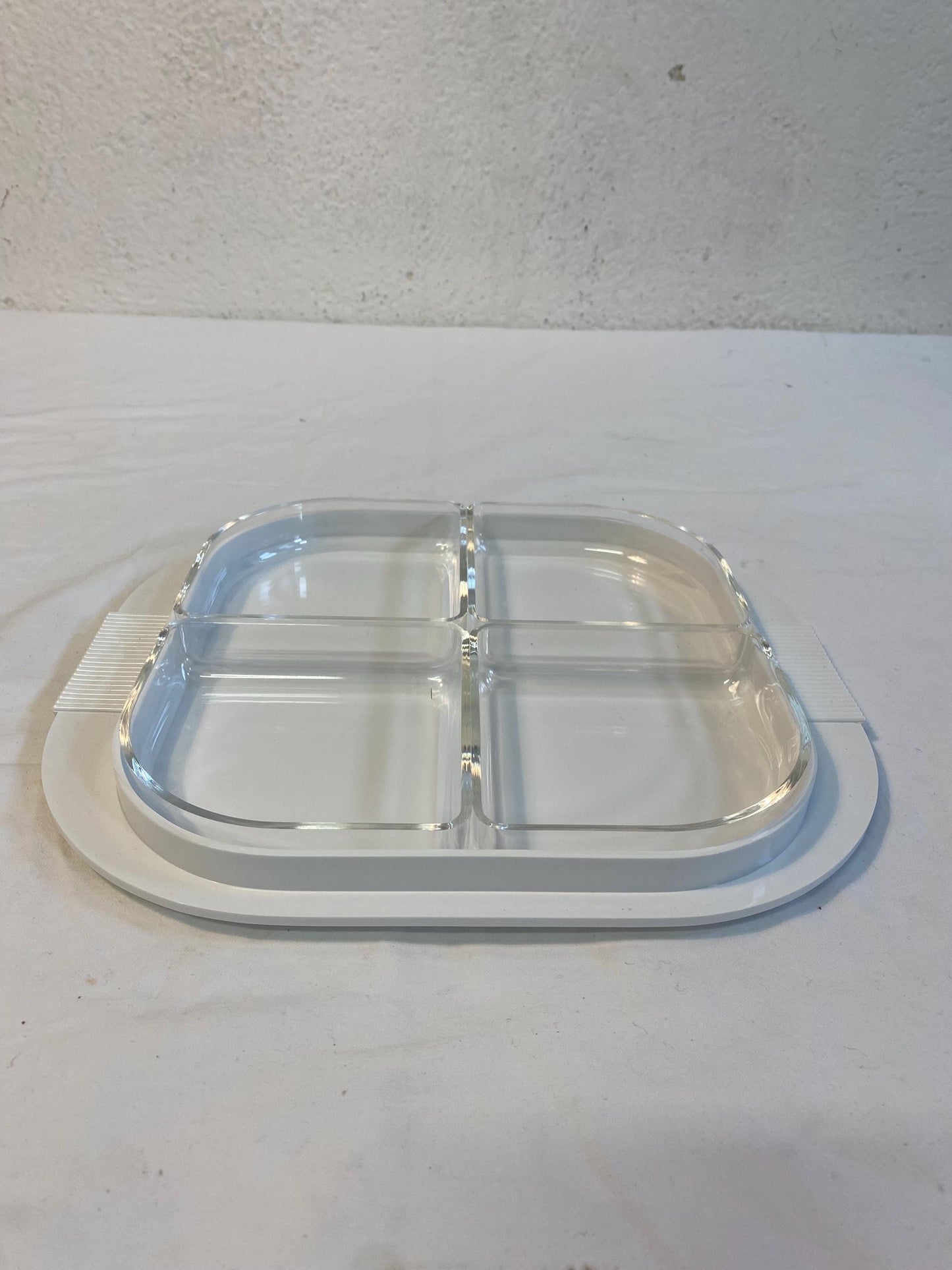 Vassoio antipasti Guzzini Amanda vintage 30x26 cm  design Ambrogio Pozzi, 4 scomparti, anni ‘80, in scatola originale