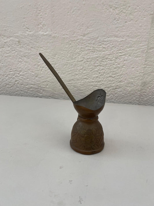 Cezve vintage in rame inciso 9x5,5 cm con manico lungo 16 cm  bricco da caffè turco decorativo orientale da collezione