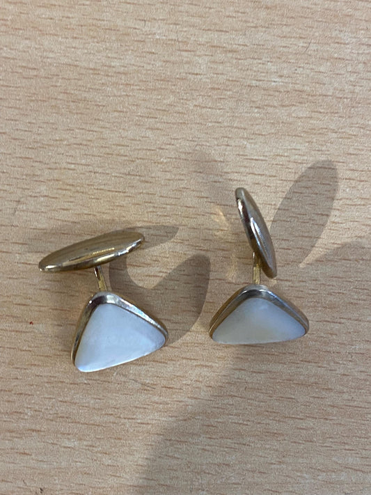 Gemelli vintage ottone e madreperla | Eleganti accessori da uomo anni '50 | Perfetti per abiti formali e camicie sartoriali