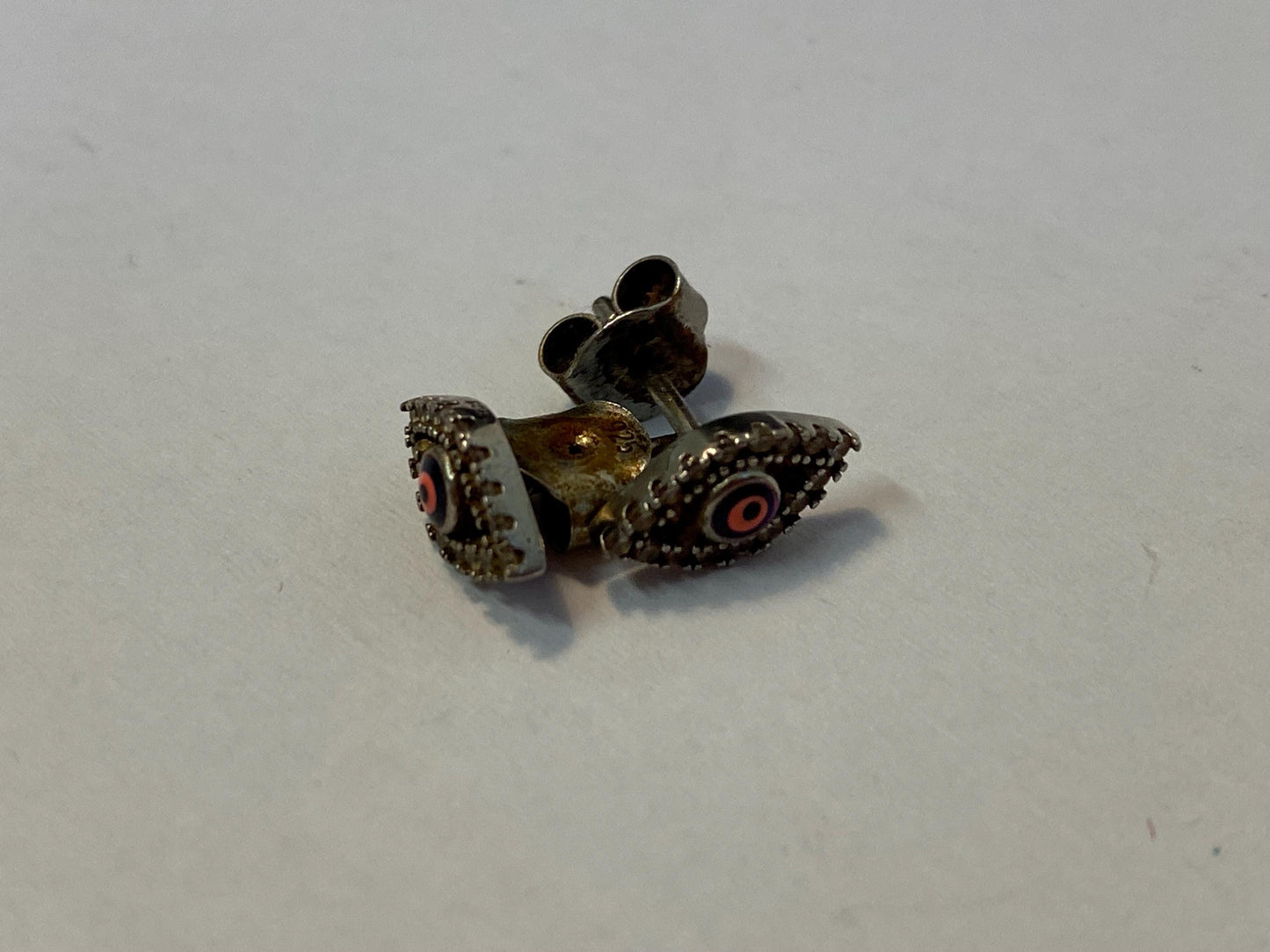 Orecchini a Lobo Occhio Argento 925 con Zirconi  Amuleto Protettivo Boho  1,2x1 cm Idea Regalo Portafortuna Donna
