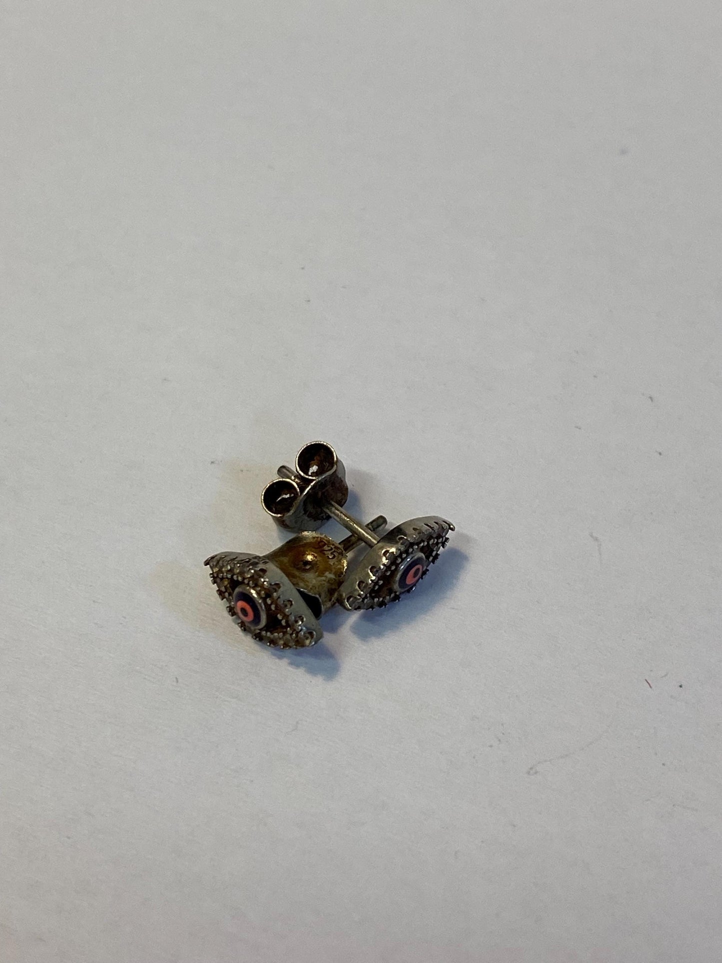 Orecchini a Lobo Occhio Argento 925 con Zirconi  Amuleto Protettivo Boho  1,2x1 cm Idea Regalo Portafortuna Donna