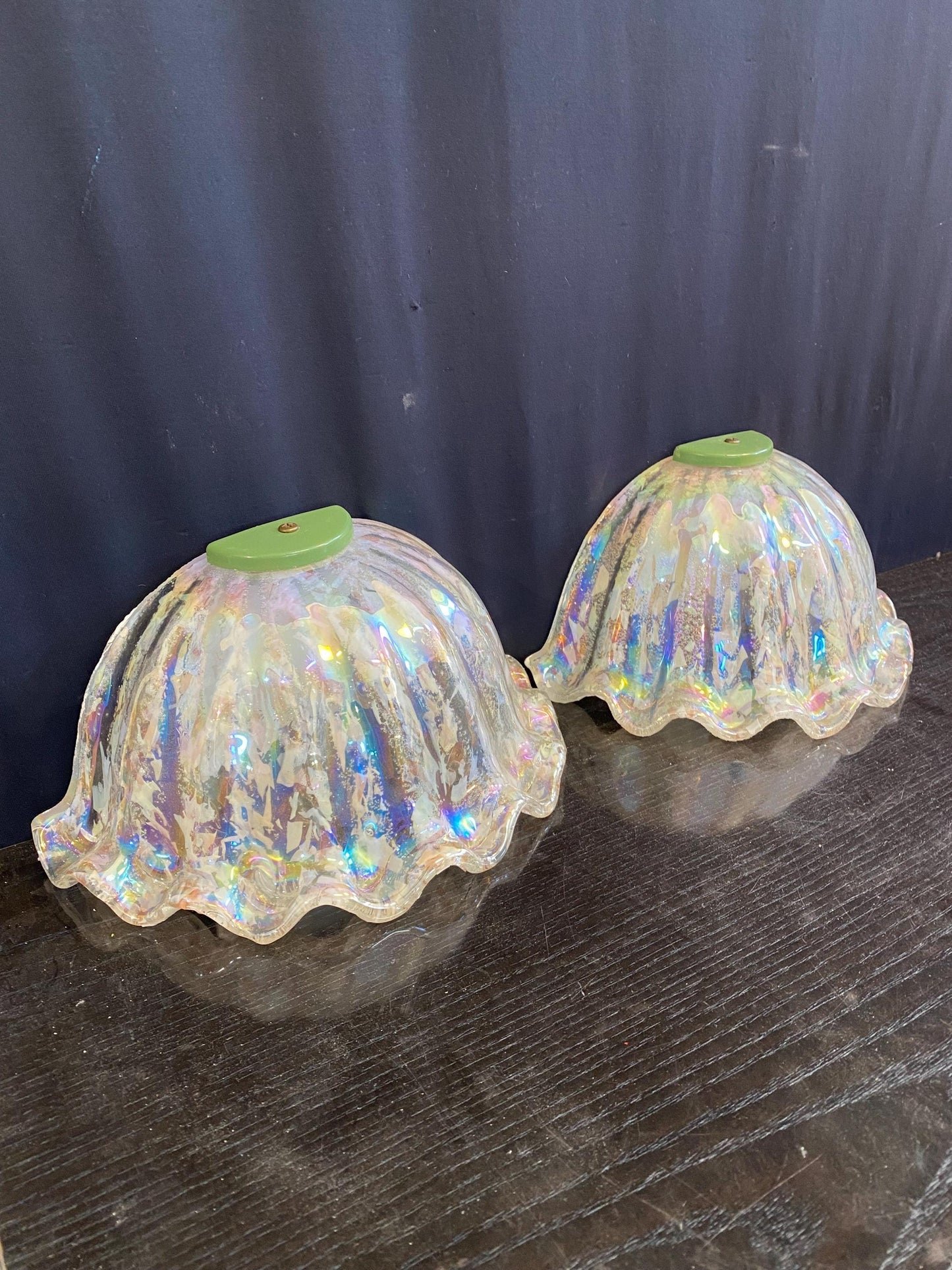 Coppia di Applique in Vetro di Murano Vintage a Forma di Mezza Luna - Eleganza e Fascino per la Tua Illuminazione