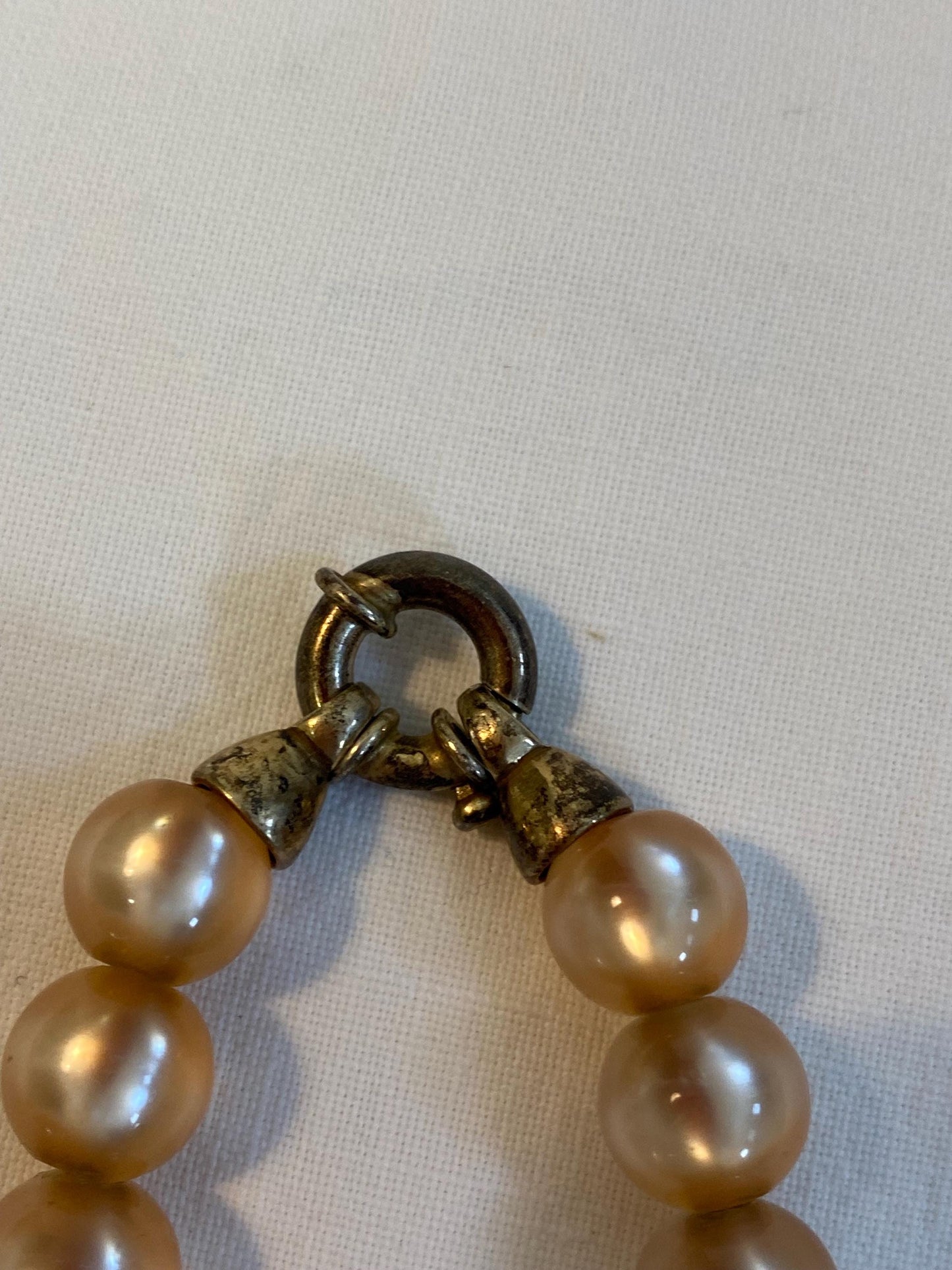 Collana vintage perle sintetiche dorate 20 cm con chiusura in argento 925  gioiello rétro elegante anni '50 idea regalo raffinata