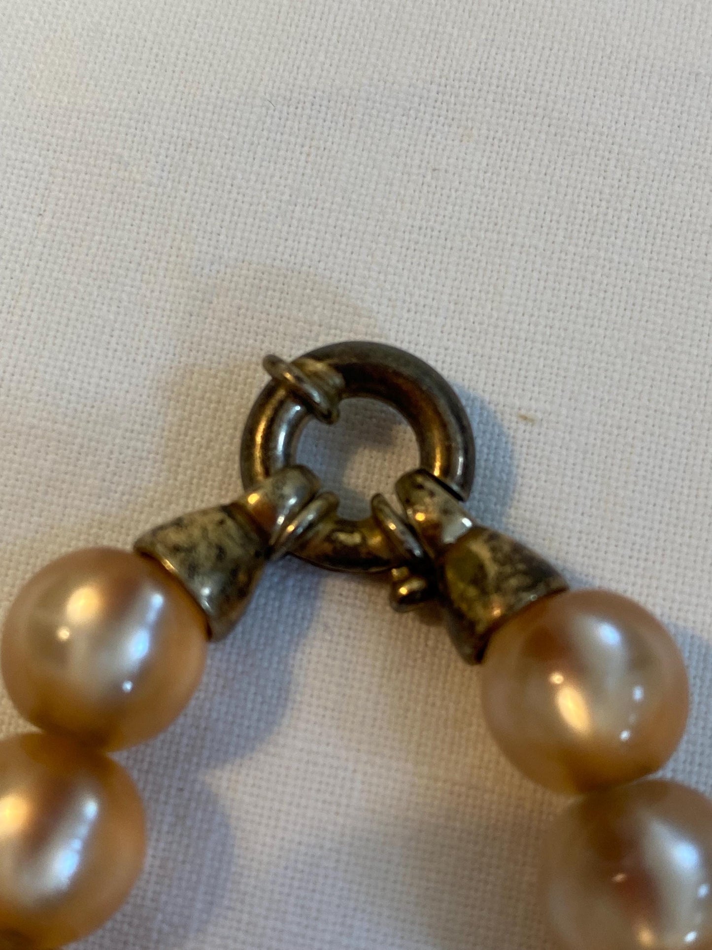 Collana vintage perle sintetiche dorate 20 cm con chiusura in argento 925  gioiello rétro elegante anni '50 idea regalo raffinata