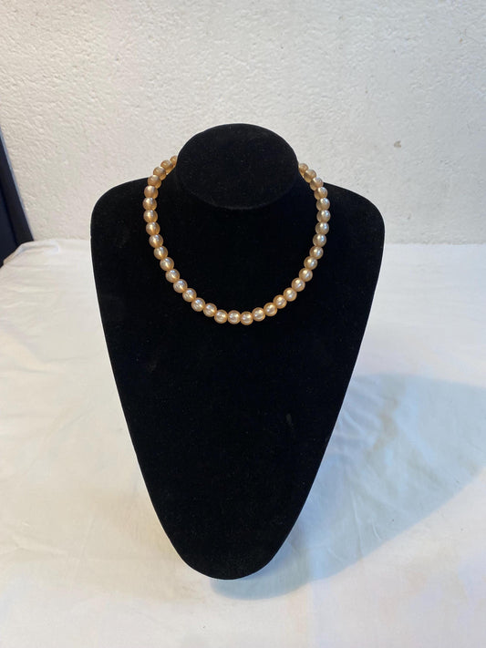 Collana vintage perle sintetiche dorate 20 cm con chiusura in argento 925  gioiello rétro elegante anni '50 idea regalo raffinata