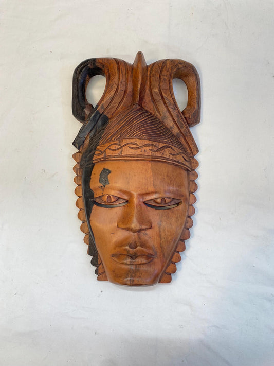 Maschera africana intagliata a mano in legno 37x22 cm  arte tribale etnica da parete, pezzo unico vintage decorativo