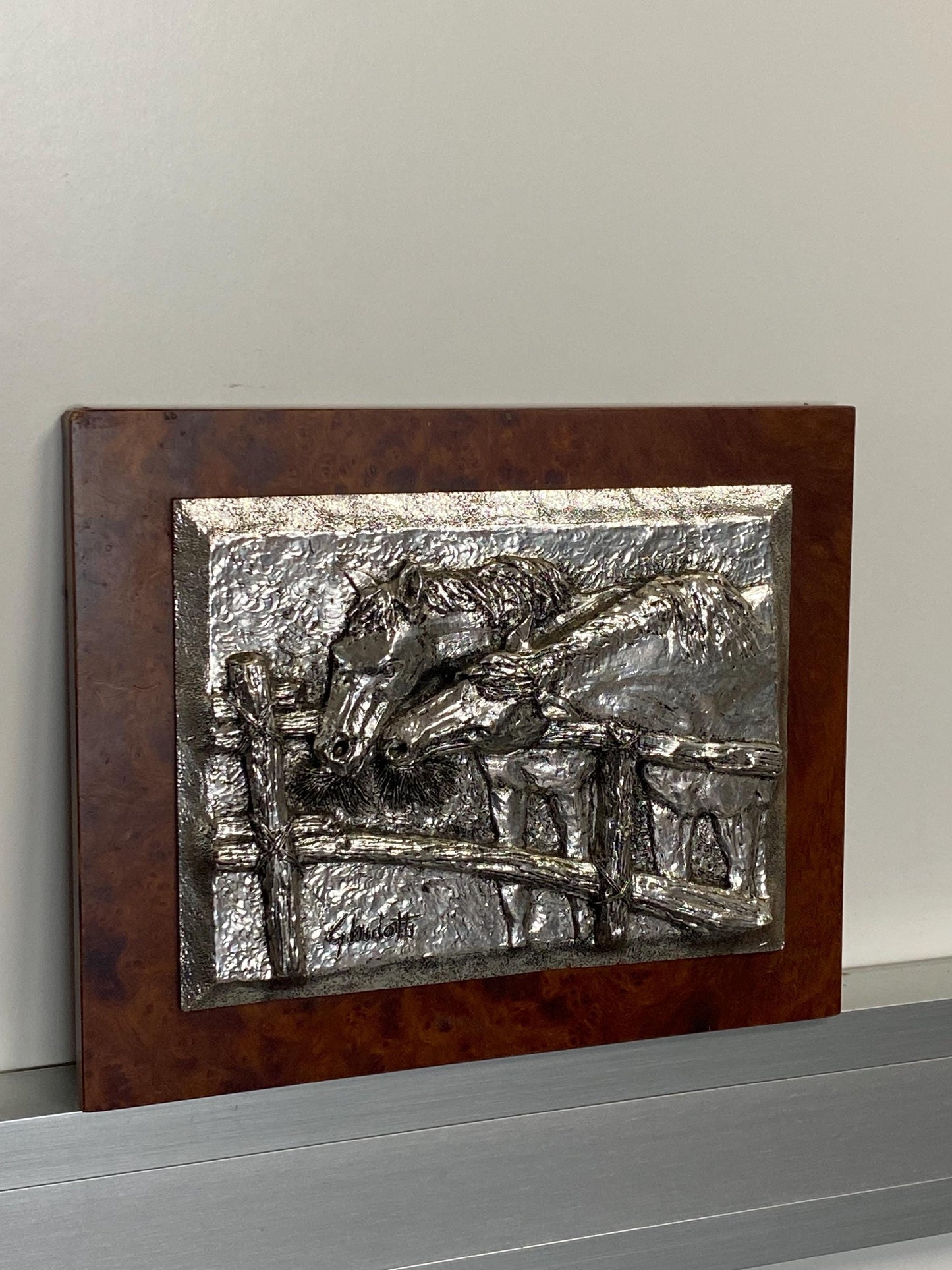 Quadro Rilievo in Argento Laminato "Due Cavalli" di Ghidotti - Un'opera d'arte unica