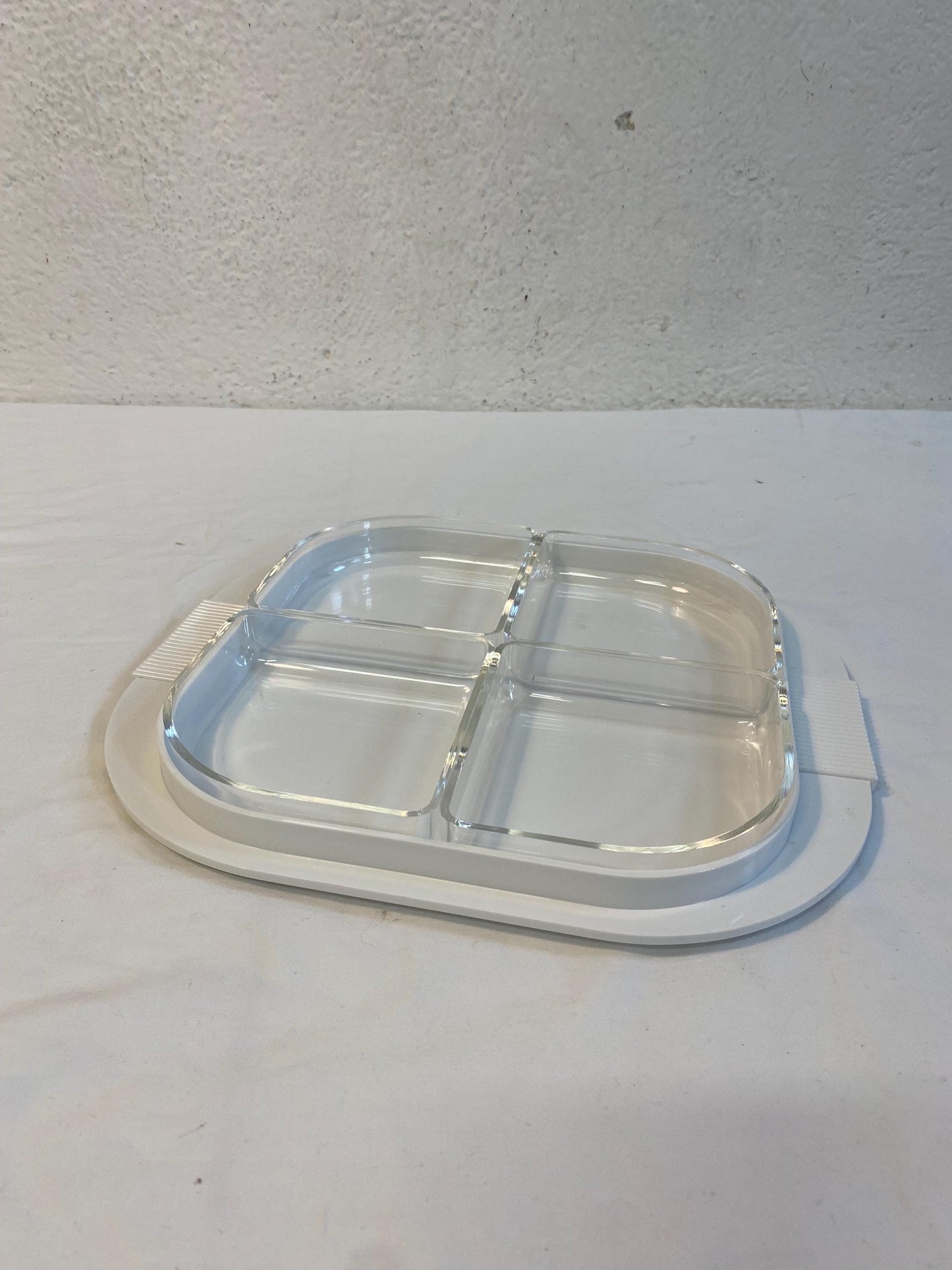 Vassoio antipasti Guzzini Amanda vintage 30x26 cm  design Ambrogio Pozzi, 4 scomparti, anni ‘80, in scatola originale