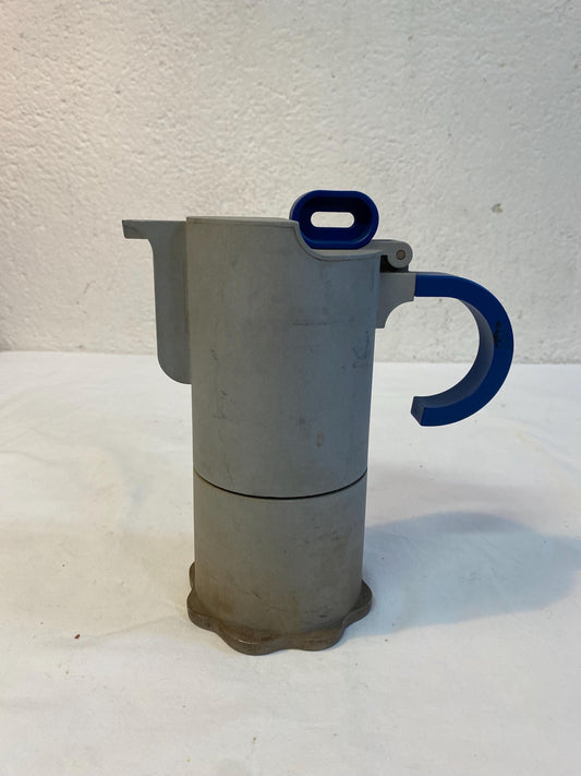 Caffettiera vintage ECO Made in Italy design moderno anni '90  manico blu  moka da collezione in alluminio