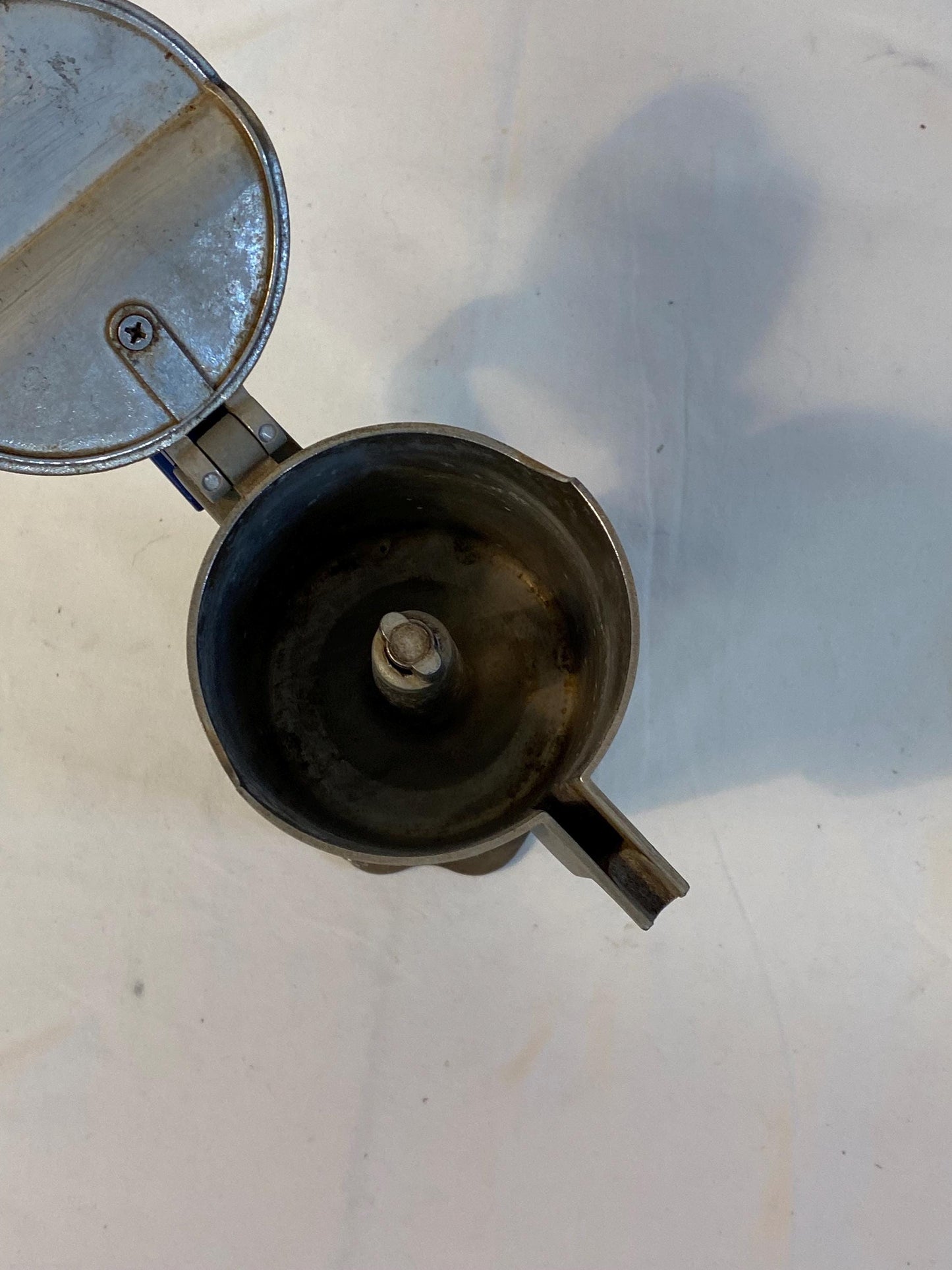 Caffettiera vintage ECO Made in Italy design moderno anni '90  manico blu  moka da collezione in alluminio