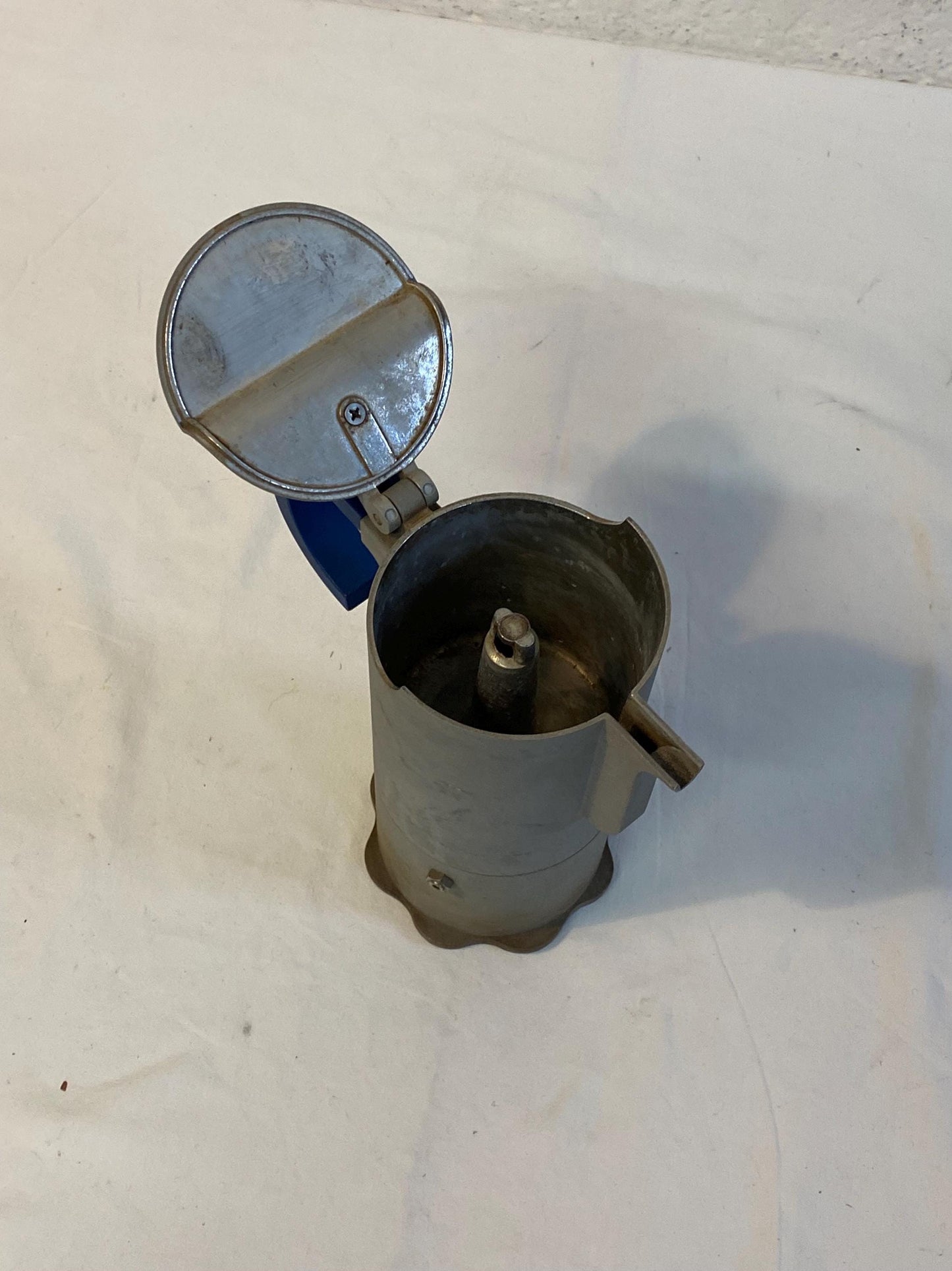 Caffettiera vintage ECO Made in Italy design moderno anni '90  manico blu  moka da collezione in alluminio