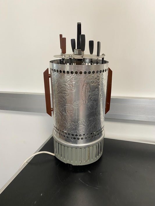 Griglia elettrica verticale vintage in alluminio