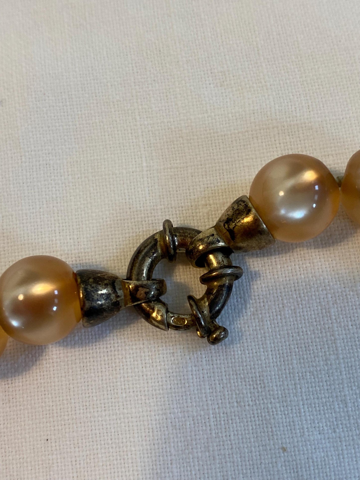Collana vintage perle sintetiche dorate 20 cm con chiusura in argento 925  gioiello rétro elegante anni '50 idea regalo raffinata