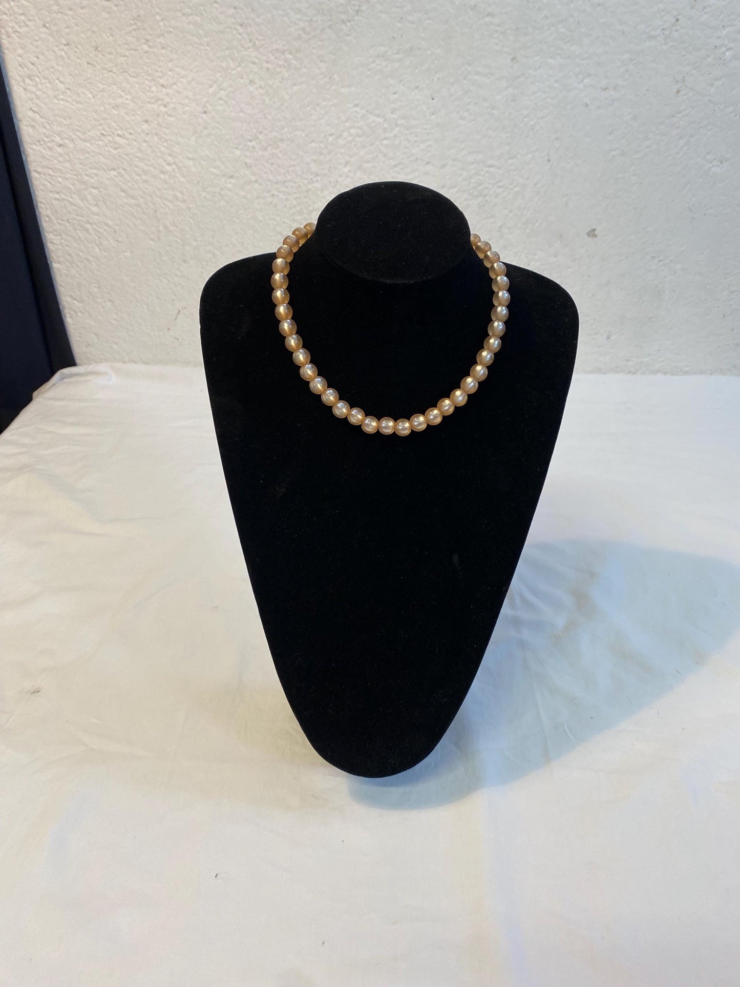 Collana vintage perle sintetiche dorate 20 cm con chiusura in argento 925  gioiello rétro elegante anni '50 idea regalo raffinata