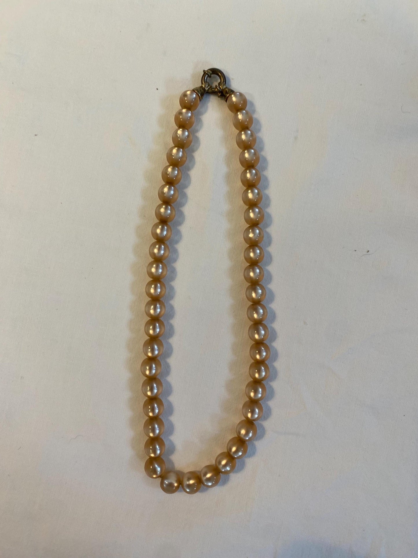Collana vintage perle sintetiche dorate 20 cm con chiusura in argento 925  gioiello rétro elegante anni '50 idea regalo raffinata