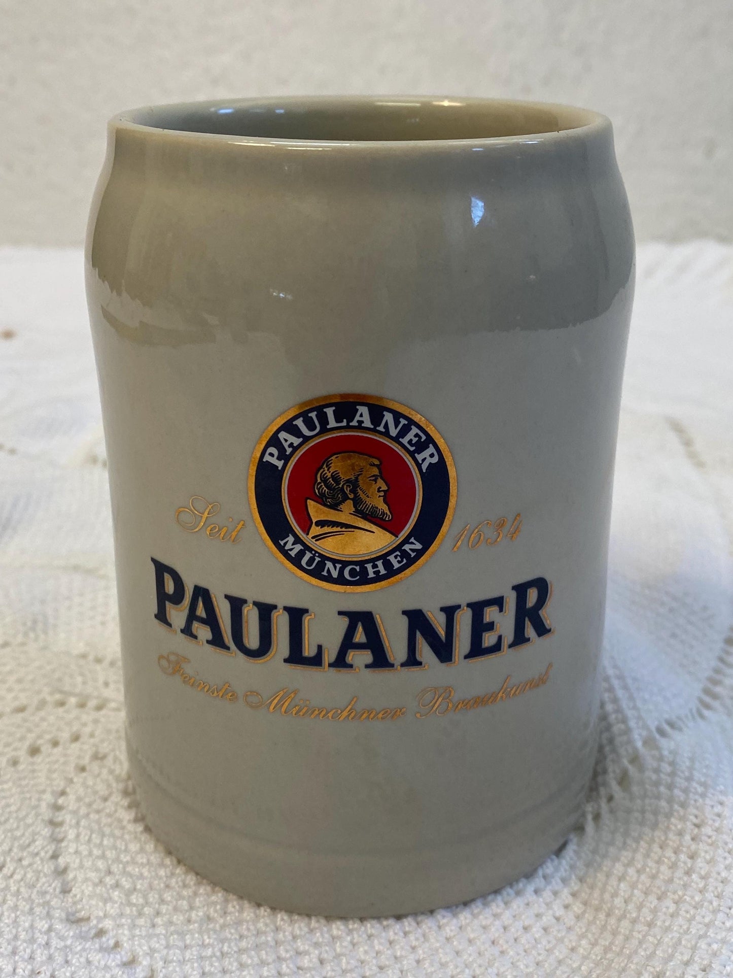 Boccale da birra Paulaner vintage in ceramica da 0,5 l - birrificio tedesco di Monaco Regalo rustico da collezione Oktoberfest