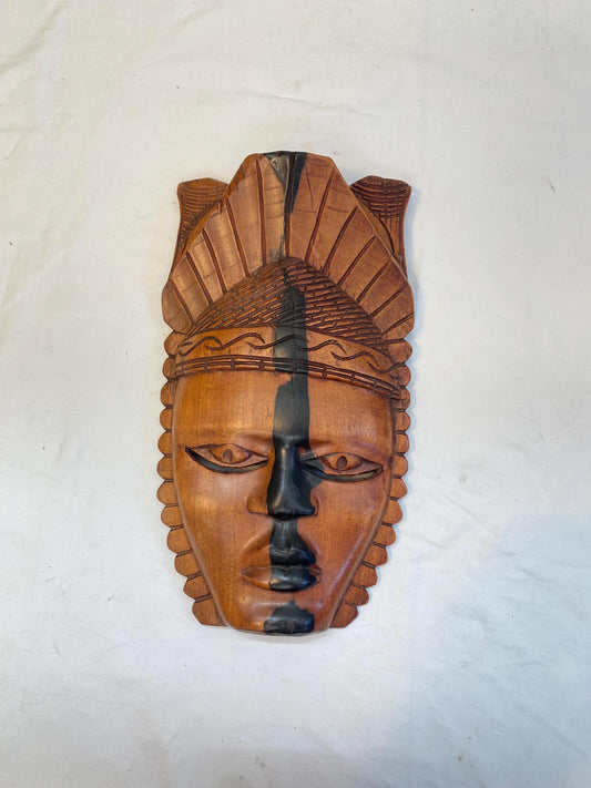 Maschera africana in legno intagliato 35x19 cm  arte tribale etnica vintage, scultura decorativa da parete unica