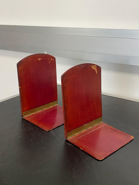 Coppia di fermalibri in legno e pelle made in Italy: un tocco di eleganza e raffinatezza per la tua libreria