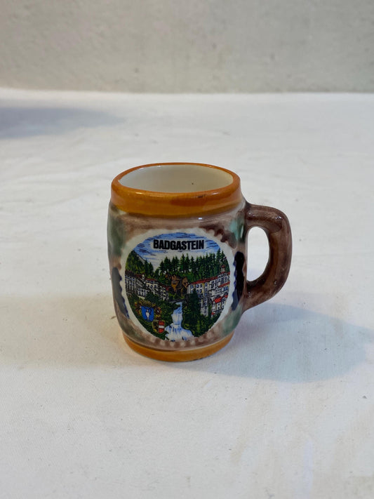 Mini boccale souvenir Badgastein Austria in ceramica smaltata 6,5x6,5x5 cm, decorazione vintage da collezione alpina