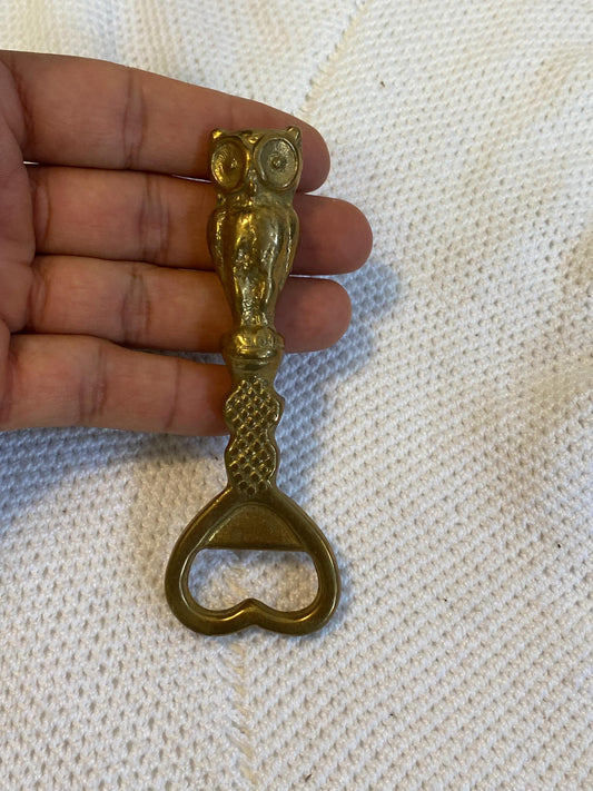 Apribottiglie vintage in ottone con gufo, Design rétro anni '60, simbolo di saggezza, idea regalo originale per collezionisti o bar décor