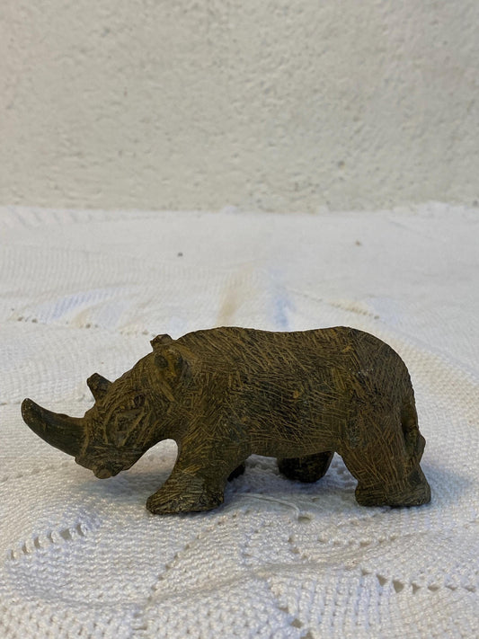 Statuetta rinoceronte in resina 12x6x4 cm | Decorazione safari etnica vintage | Idea regalo animalier collezione jungle africana