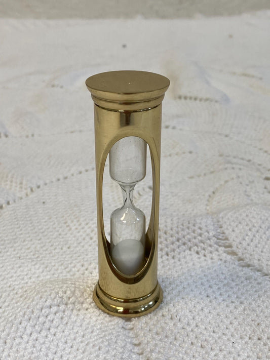 Clessidra vintage in ottone 3 minuti 9x3 cm | Timer decorativo retrò da collezione | Arredo elegante da scrivania o studio